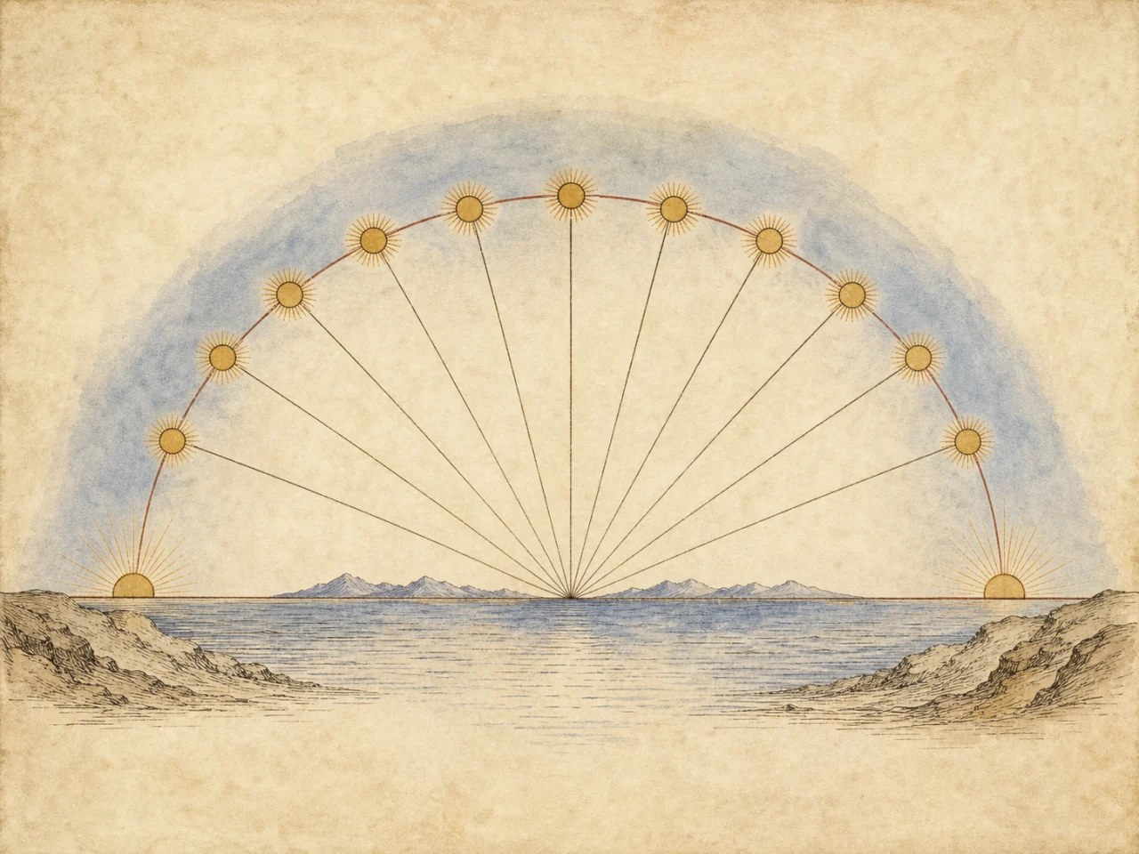 Diagramme ancien des douze divisions du jour lumineux