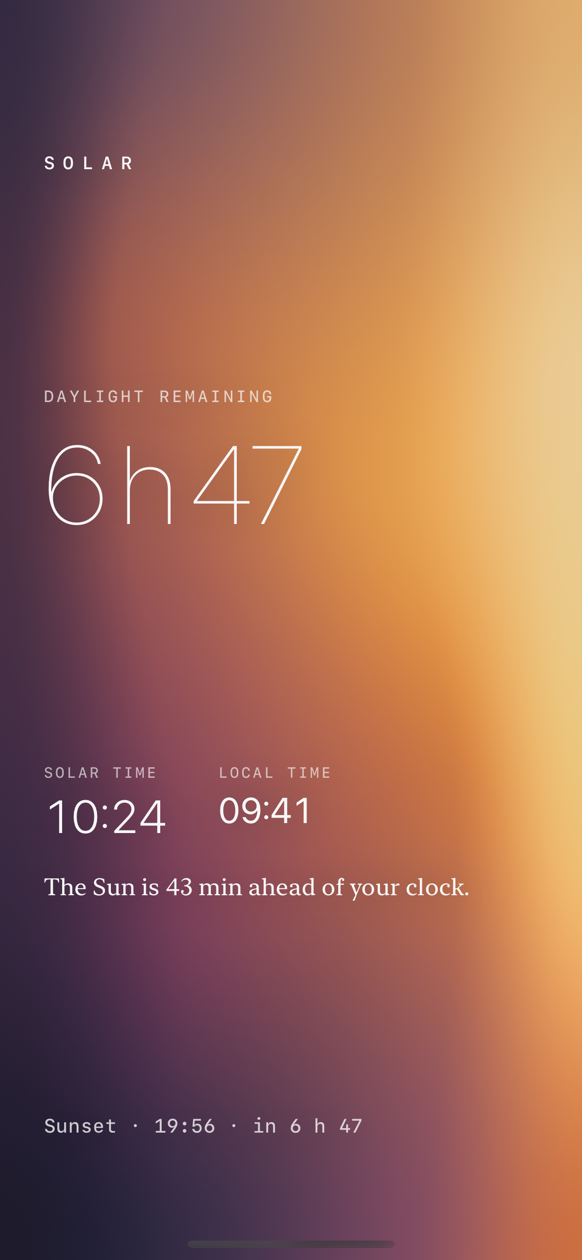 SOLAR sunset interface